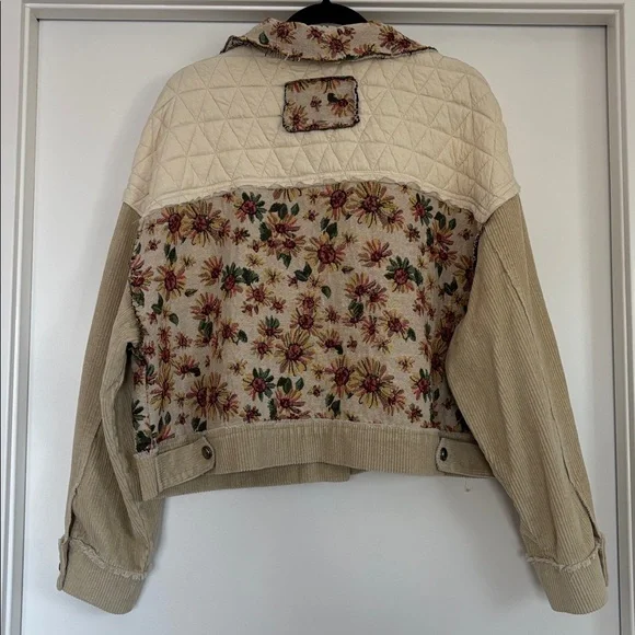 NWT POL Contrast Quilt Panel Corduroy Jacquard Jacket in Beige (Price Firm) - Picture 5 of 10